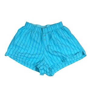 Colsie Turquoise Stripe Lounge Sleep Shorts‎ Womens XS Elastic Waist Button Fly